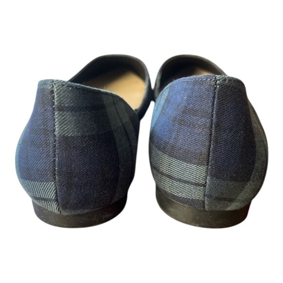 SIZE 7.5 ISAAC MIZRAHI GREEN/BLACK (BLACKWATCH) PLAID BALLET FLATS NWOT - Picture 4 of 5